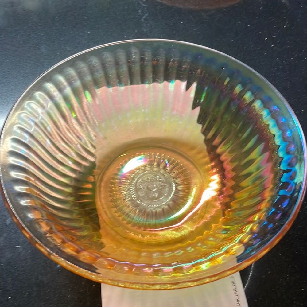 Carnival Marigold glass bowl.